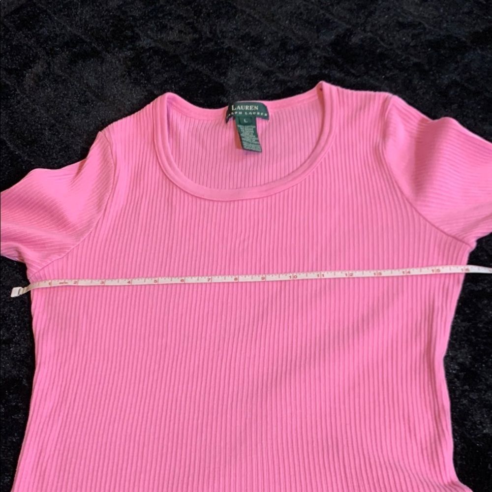 LAUREN BY RALPH LAUREN GREEN LABEL WOMEN'S RIBBED SCOOP NECK T-SHIRT SIZE LARGE - Picture 7 of 7